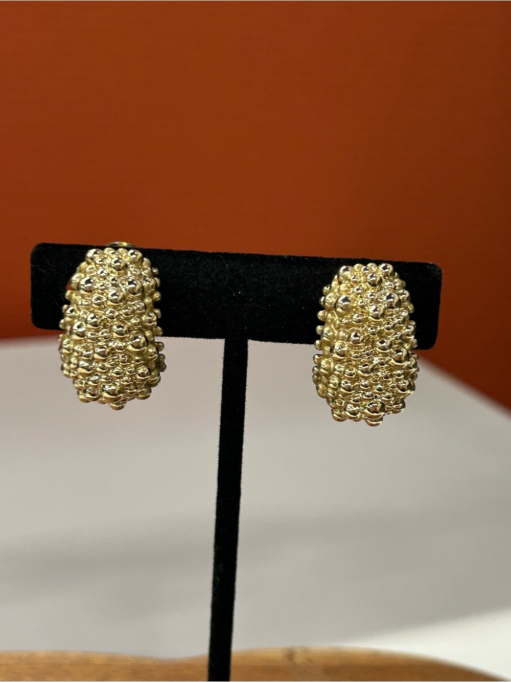 St. John Vintage Gold Plated Textured Earrings